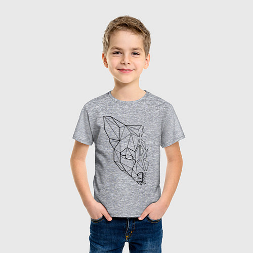 Детская футболка Лиса полигональная геометрия / Меланж – фото 3