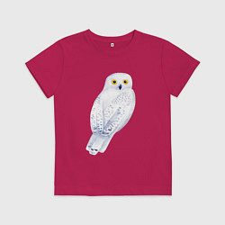 Футболка хлопковая детская Белая полярная сова, цвет: маджента
