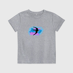 Футболка хлопковая детская Ласточка в небе, цвет: меланж