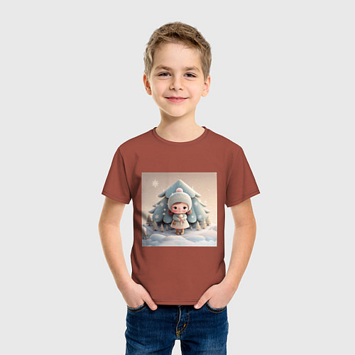 Детская футболка Детский рисунок милая куколка девочка / Кирпичный – фото 3