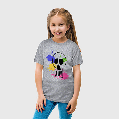 Детская футболка Черепушка со следами красок / Меланж – фото 4