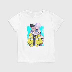 Футболка хлопковая детская Дэвид и Люси обнимаются, цвет: белый