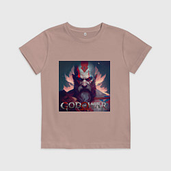 Футболка хлопковая детская Кратос, бог войны, цвет: пыльно-розовый