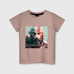 Футболка хлопковая детская God of War, Ragnarok, цвет: пыльно-розовый
