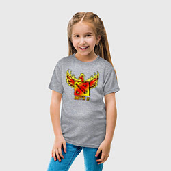 Футболка хлопковая детская Дота 2 - огненный феникс, цвет: меланж — фото 2