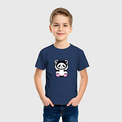 Футболка хлопковая детская Милая панда в капюшоне, цвет: тёмно-синий — фото 2