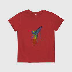 Футболка хлопковая детская Птичка колибри, цвет: красный