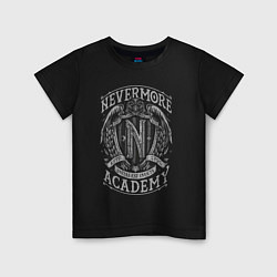 Футболка хлопковая детская Академия Невермор герб, цвет: черный