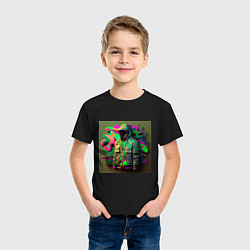 Футболка хлопковая детская Комуфляж воина, цвет: черный — фото 2