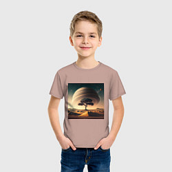 Футболка хлопковая детская Дерево на марсе и сатурн, цвет: пыльно-розовый — фото 2