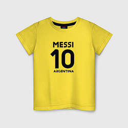 Футболка хлопковая детская Месси Аргентина автограф, цвет: желтый
