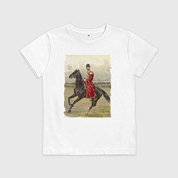 Футболка хлопковая детская Николай II на коне, цвет: белый