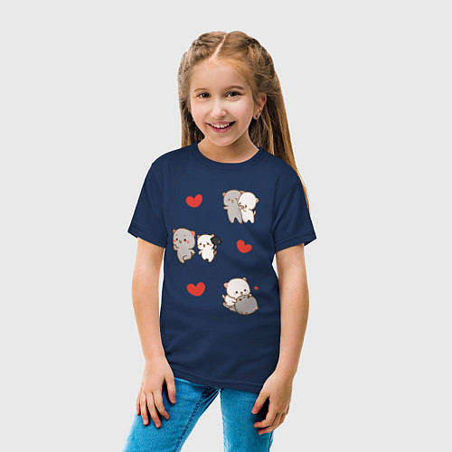 Детская футболка Стикеры Котиков / Тёмно-синий – фото 4