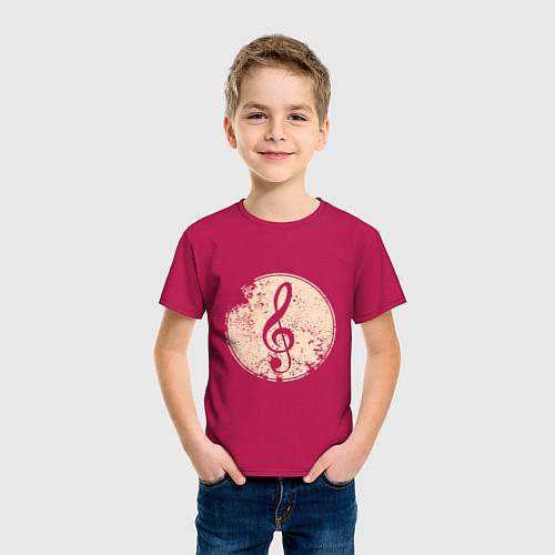 Детская футболка Музыка - скрипичный ключ / Маджента – фото 3