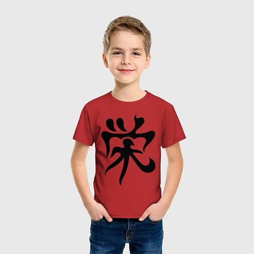 Детская футболка Японский иероглиф - Процветание / Красный – фото 3