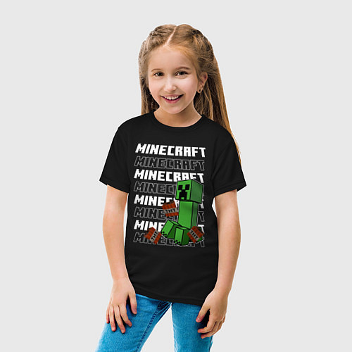 Детская футболка Крипер Майнкрафт / Черный – фото 4