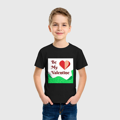 Детская футболка Романтичная валентинка с сердцем / Черный – фото 3