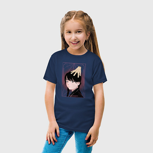 Детская футболка Аниме Уэнсдей Аддамс и Вещь / Тёмно-синий – фото 4