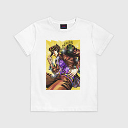 Футболка хлопковая детская Джотаро Куджо - JoJo Bizarre Adventure, цвет: белый