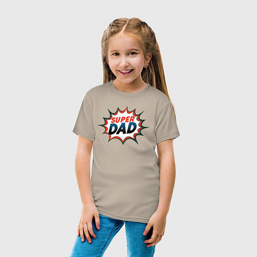 Детская футболка Super dad / Миндальный – фото 4