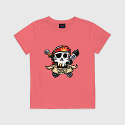 Футболка хлопковая детская Пиратские воины, цвет: коралловый