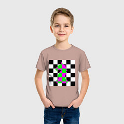 Футболка хлопковая детская Конь шахматный, цвет: пыльно-розовый — фото 2