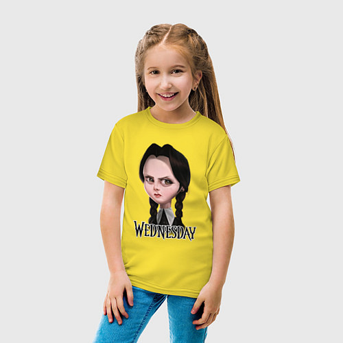 Детская футболка Уэнсдэй рисунок / Желтый – фото 4