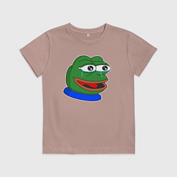Футболка хлопковая детская Лягушонок Пепе плачет от счастья, цвет: пыльно-розовый