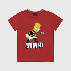 Футболка хлопковая детская Sum41 Барт Симпсон рокер, цвет: красный