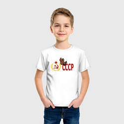 Футболка хлопковая детская СССР и медведь на скейте, цвет: белый — фото 2