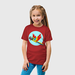 Футболка хлопковая детская Красочный попугай, цвет: красный — фото 2