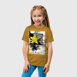 Футболка хлопковая детская Желтая звезда на полосах, цвет: горчичный — фото 2