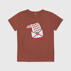 Футболка хлопковая детская Письмо с сердцами, цвет: кирпичный
