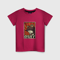 Футболка хлопковая детская Obey frog, цвет: маджента