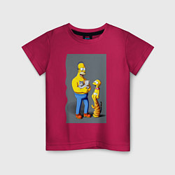 Футболка хлопковая детская Homer Simpson and cats - нейросеть арт, цвет: маджента