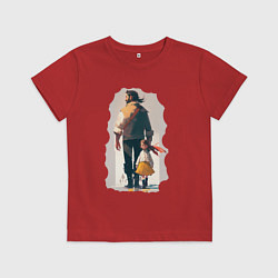 Футболка хлопковая детская Дочка и отец вместе, цвет: красный