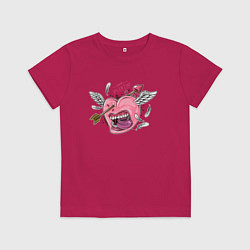 Футболка хлопковая детская Happy Valentine, цвет: маджента