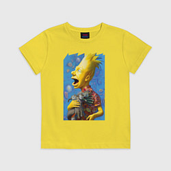 Футболка хлопковая детская Bart Simpson and cats - нейросеть, цвет: желтый