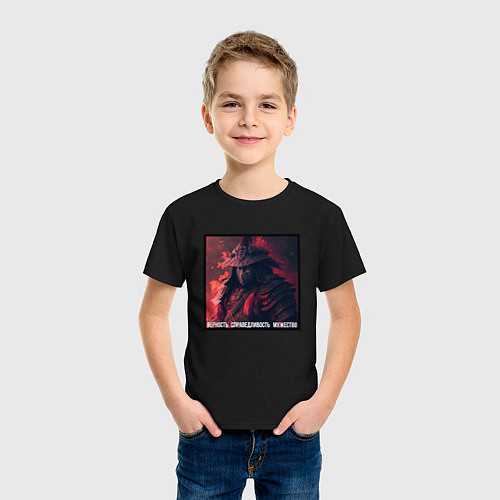 Детская футболка Мудрый самурай / Черный – фото 3