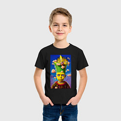 Футболка хлопковая детская Bart Simpson - neural network - fantasy - art, цвет: черный — фото 2