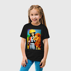 Футболка хлопковая детская Salvador Dali and lion, цвет: черный — фото 2