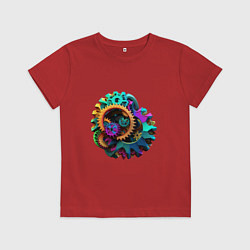 Футболка хлопковая детская Цветные шестерёнки, цвет: красный