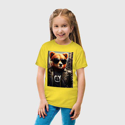 Детская футболка Медведь рокер / Желтый – фото 4