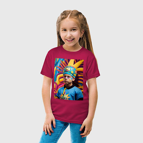 Детская футболка Барт Симпсон - нейросеть - клёвый пацан / Маджента – фото 4
