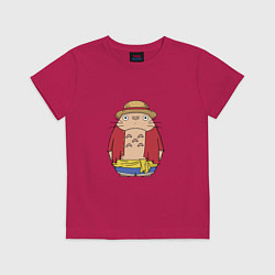 Футболка хлопковая детская Totoro Luffy, цвет: маджента