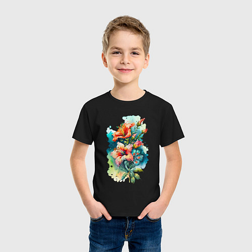 Детская футболка Весенний цветок / Черный – фото 3