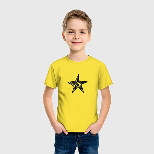 Детская футболка Черная звезда / Желтый – фото 3