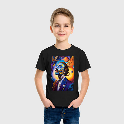 Детская футболка Портрет Сальвадора Дали / Черный – фото 3