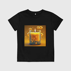 Футболка хлопковая детская Оранжевый свет свечи, цвет: черный