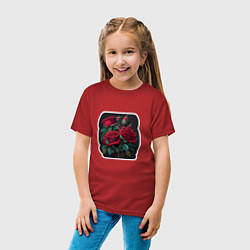 Футболка хлопковая детская Букет и красные розы, цвет: красный — фото 2